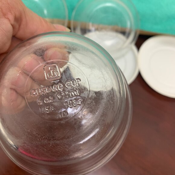 BOWLS - 3 Lot Anchor Hocking Clear Glass Custard Cups & lids, Ramkins 6oz 1034 - Picture 13 of 13